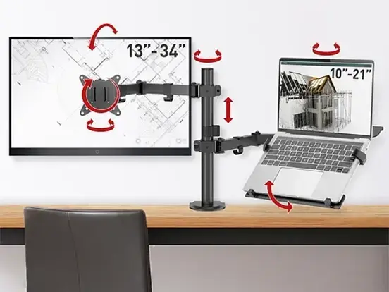 זרוע ברקן למסכי מחשב שטוחים / קעורים ולפטופ 13-34" זרועות ברקן