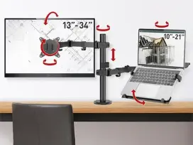 זרוע ברקן למסכי מחשב שטוחים / קעורים ולפטופ 13-34" זרועות ברקן