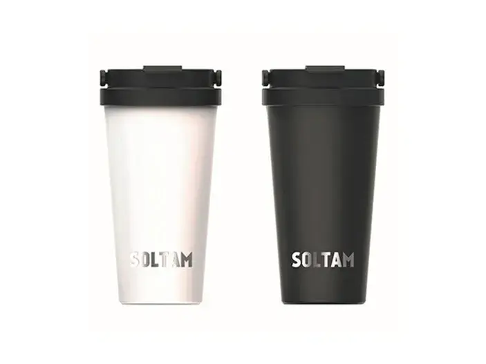 מאג תרמי 450 מ"ל נירוסטה לבן/שחור כיתוב סולתם