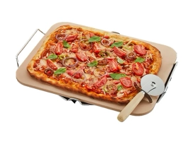 משטח פיצה אבן מלבני 38*30 ס"מ מעמד+גלגלת סולתם SOLTAM