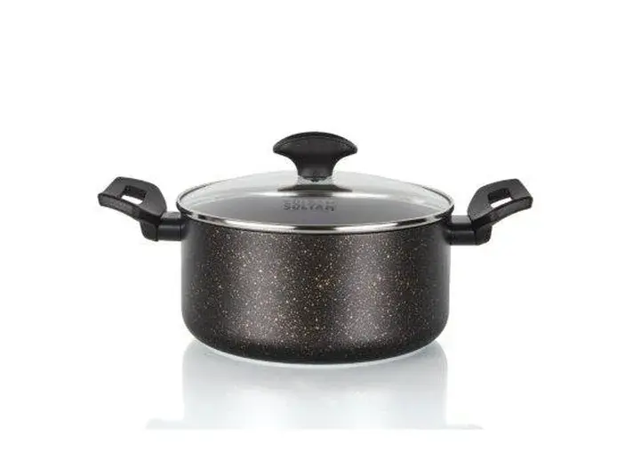 סיר 18 ס"מ 2 ליטר OPTIMA  ציפוי שיש ידית שחורה סולתם SOLTAM