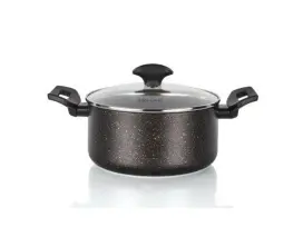 סיר 18 ס"מ 2 ליטר OPTIMA  ציפוי שיש ידית שחורה סולתם SOLTAM