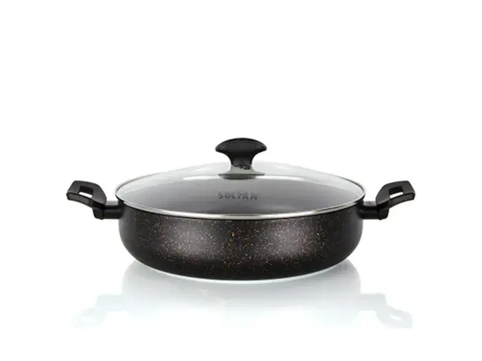 סוטז' 28 ס"מ 4.3 ליטר OPTIMA ציפוי שיש ידית שחורה סולתם SOLTAM