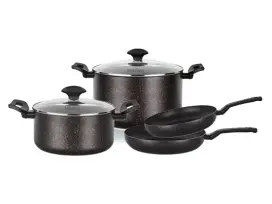 מארז כלי בישול (6) חלק OPTIMA ציפוי שיש ידית שחורה סולתם SOLTAM