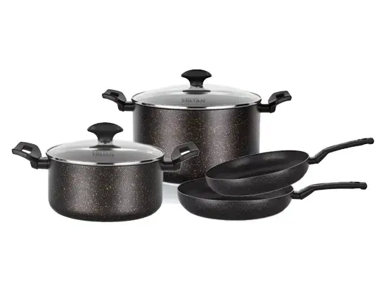 מארז כלי בישול (6) חלק OPTIMA ציפוי שיש ידית שחורה סולתם SOLTAM