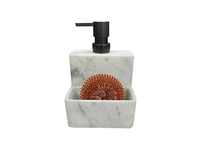 דיספנסר סבון עם ספוג שיש לבן סולתם SOLTAM