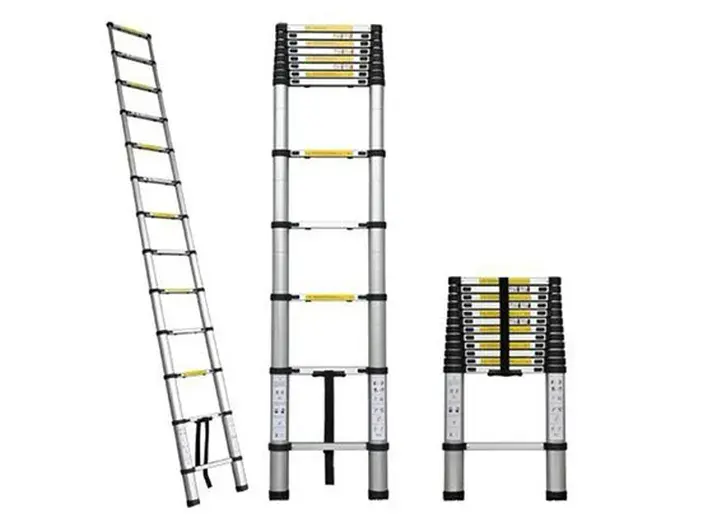 סולם טלסקופי מקצועי נשען 3.8 מטר + הגנת אצבעות KRAUSS
