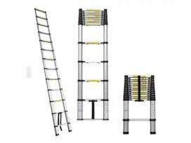 סולם טלסקופי מקצועי נשען 4.4 מטר + הגנת אצבעות KRAUSS