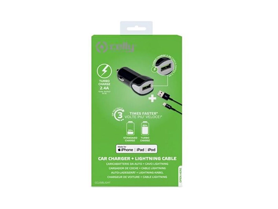 מטען לרכב מהיר + כבל טעינה מאושר אפל CELLY