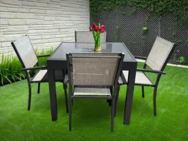 רוז - פינת אוכל שולחן 90/180 כולל 4 כסא אפור אלומיניום GARDA