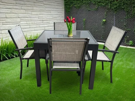 רוז - פינת אוכל שולחן 90/180 כולל 4 כסא אפור אלומיניום GARDA