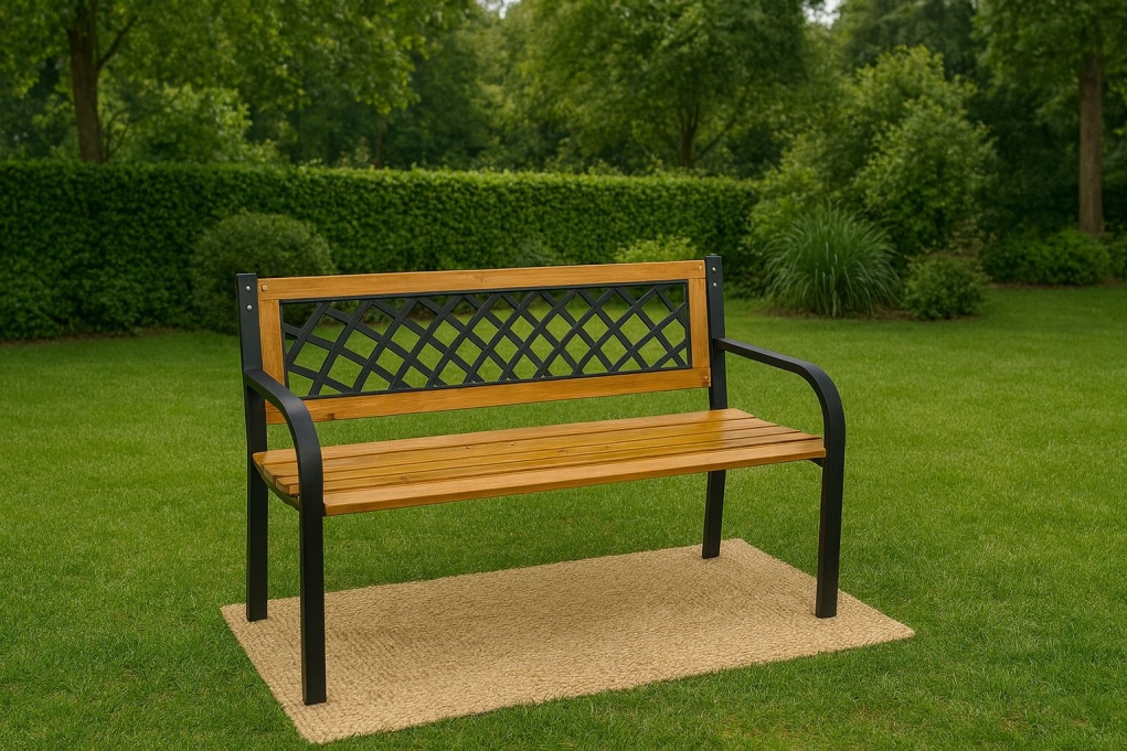 רחל - ספסל ישיבה מתכת משולב עץ 125 ס"מ GARDA