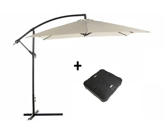 חופית - שמשיית צד אוף וואיט 3 מטר אלומיניום GARDA + בסיס 26 ק"ג (אין אחריות על שמשיות)