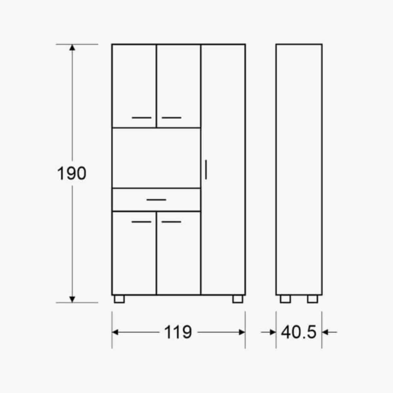 שידת ארון למיקרוגל 5 דלתות לבן דגם יראון 408