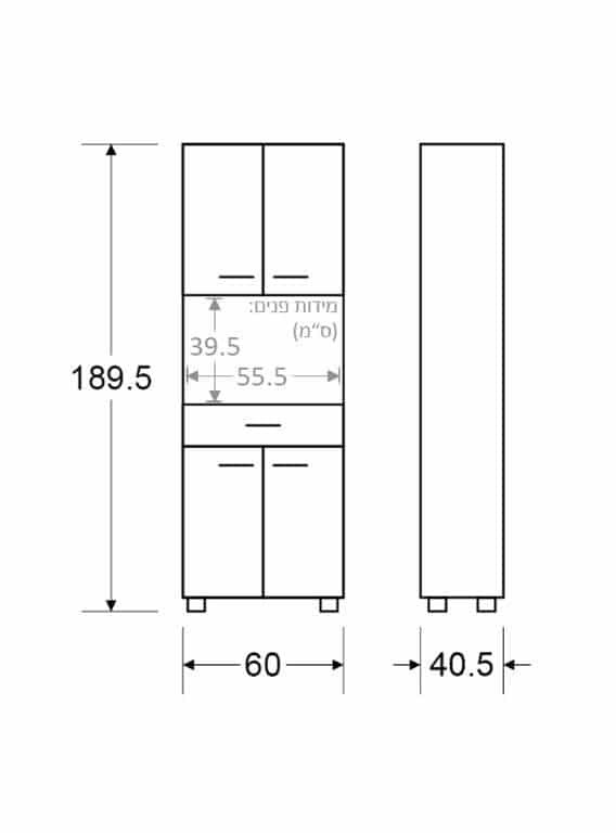 ארון למיקרוגל 60 ס"מ לבן דגם 409 יראון