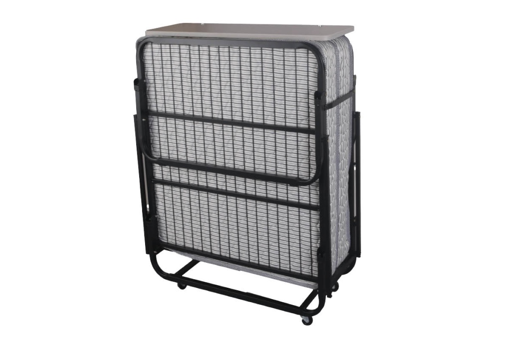 מיטה מתקפלת 80/190  אפור לייסטים + גלגלים