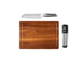 מארז 3 סכין סנטוקו 17.7 ס"מ משחיז ובוצר עץ CULINARY סולתם SOLTAM