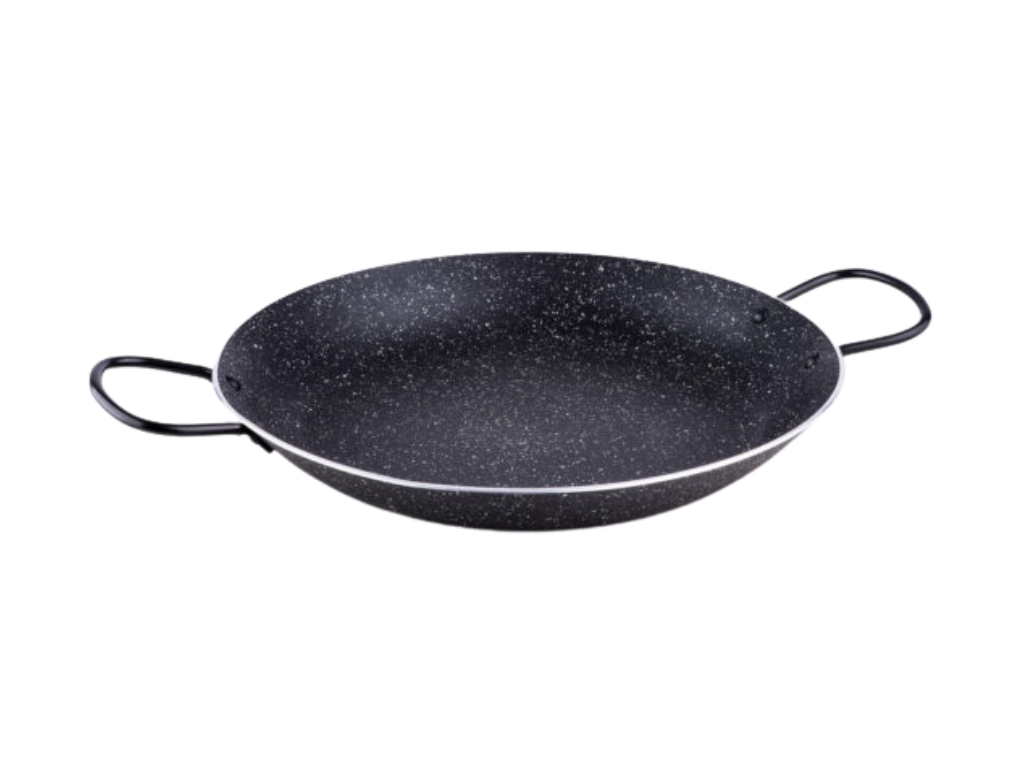 מחבת פאייה 38 ס"מ ידיות נירוסטה שחורות סולתם SOLTAM