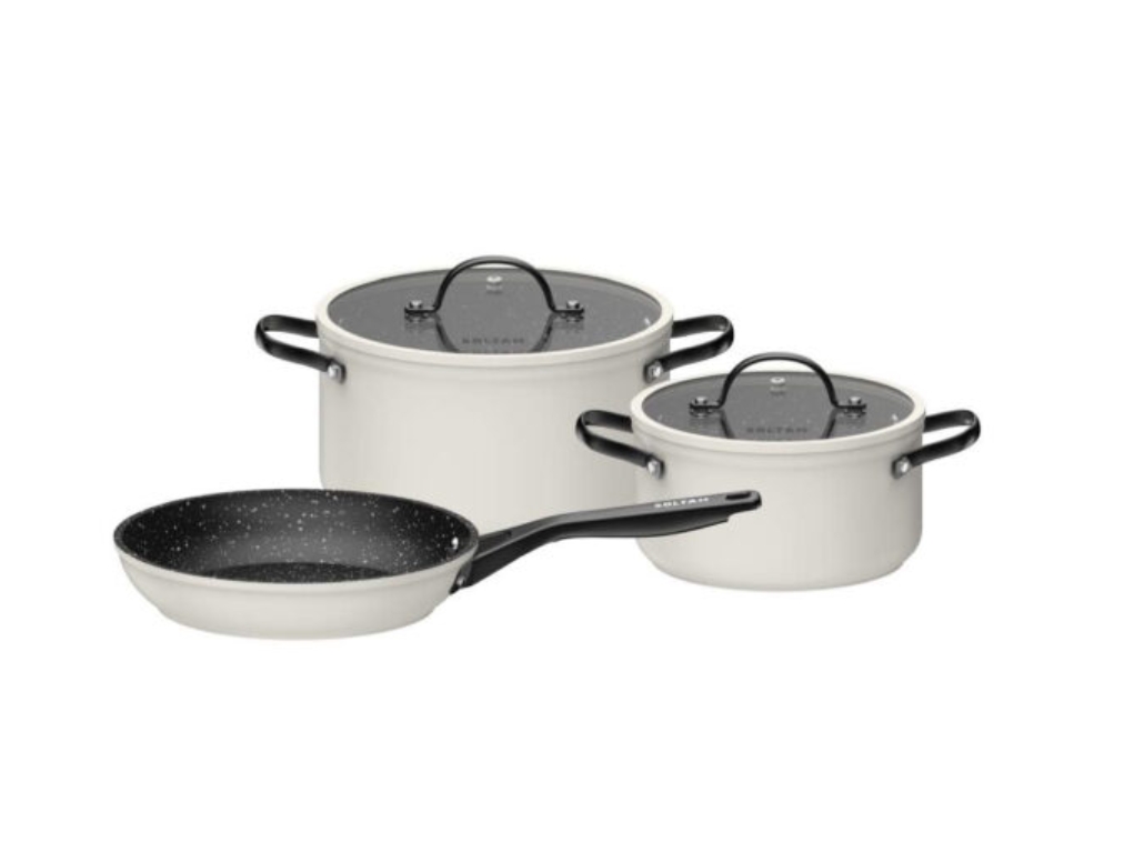 מארז כלי בישול 5 חלקים סדרת PLATINUM PVD קרם סולתם SOLTAM